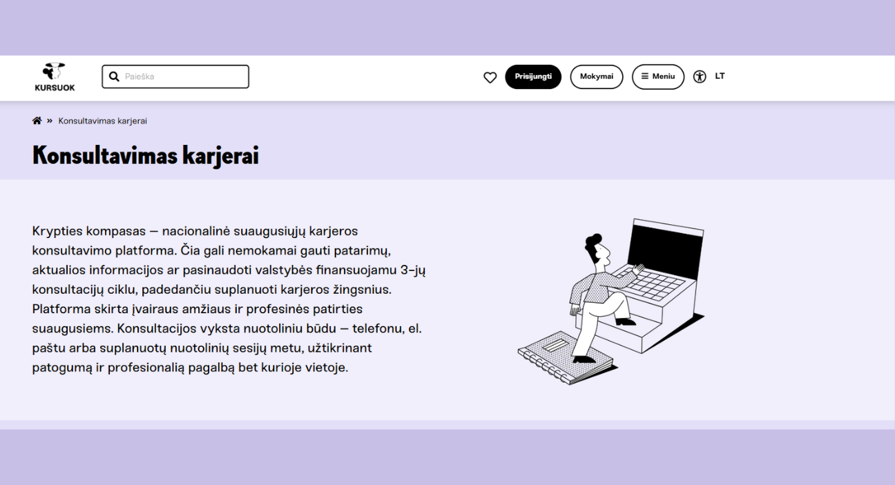 kursuok.lt ekrano kopija